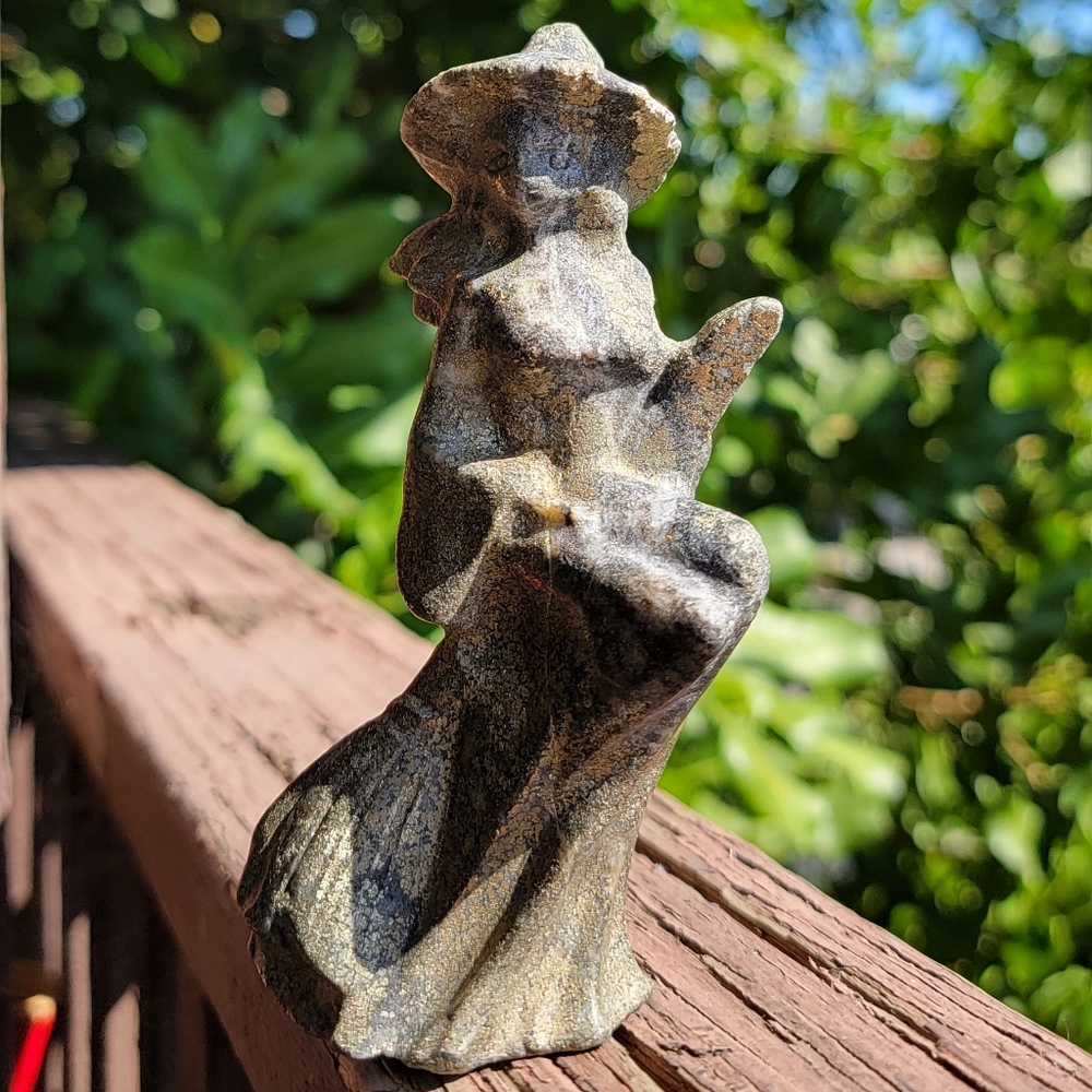 NEW 4.66" PYRITE WITCH ON BROOM